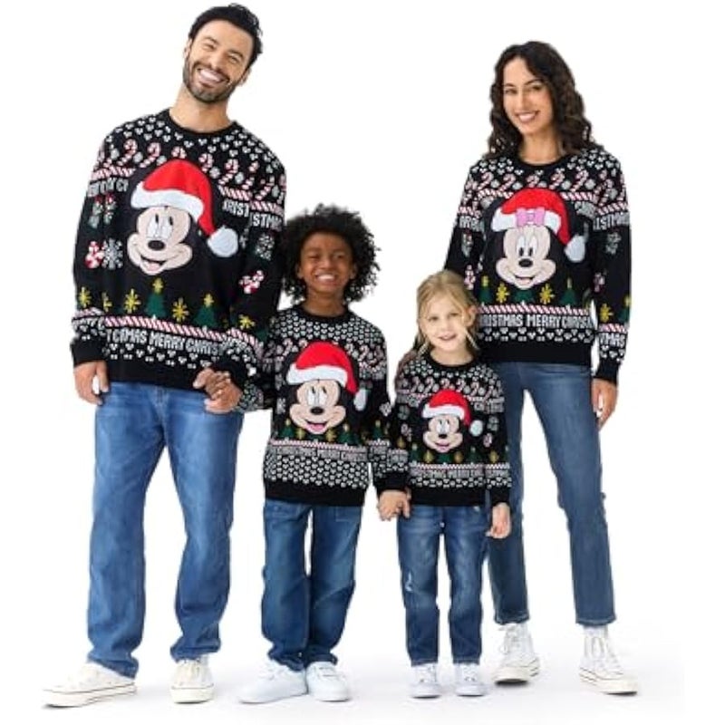Loquat DISNEY Mickey and Friends Family Matching  Hooded Sweatshirt Casual Mickey Snow Pattern Long Sleeve Pullover Hoodies - Image 1