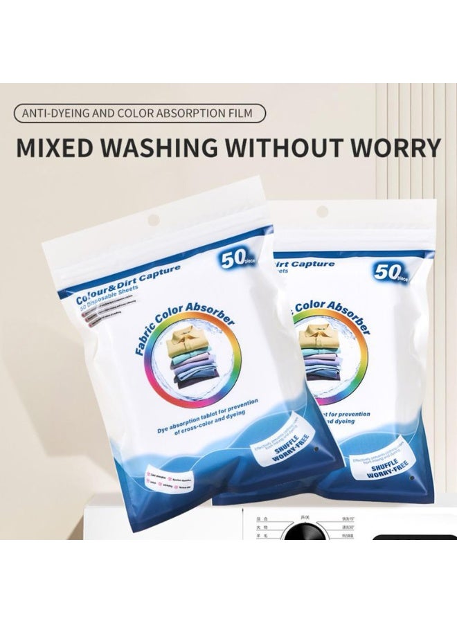 Color Catcher Laundry Sheets - 50 Piece Dye Absorber Sheet Pack | Protects Clothes from Color Bleeding, Prevents Fabric Staining During Wash, Ideal for Travel, Dorm, and Home Laundry Use - Image 2