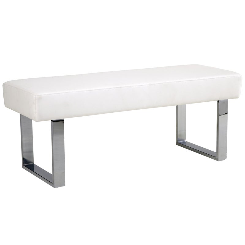 Armen Living Armen Living Amanda Bench in White and Chrome Finish 48x18x19 