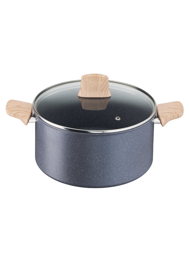 TEFAL Cooking Pot | Natural Force 24 Casserole |Easy cleaning | Mineralia+ non-stick coating | Natural minerals | Thermo-signal | Healthy cooking | Safe | Made in France | 2 Years Warranty | G2664683 Grey - Image 1