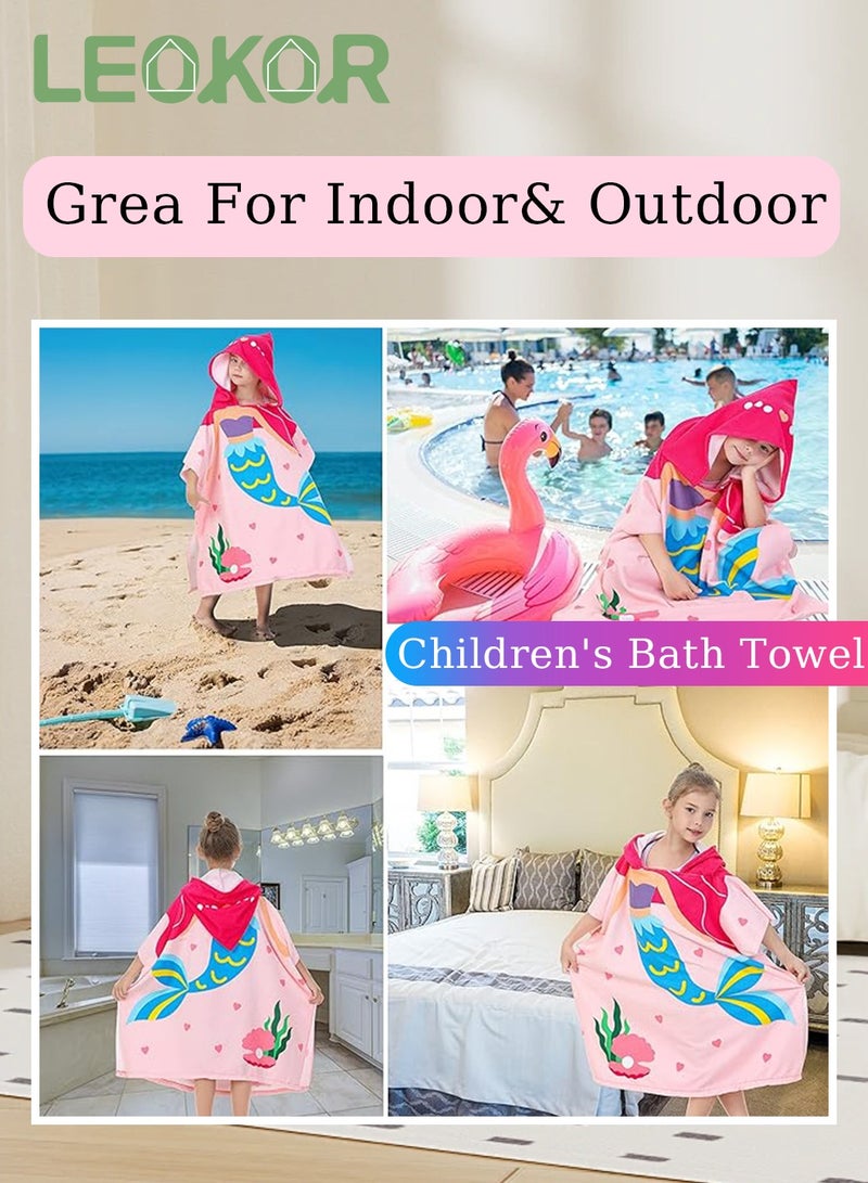 LEOKOR Kids Bath Towel for 4-9 Years Toddler, Microfiber Bath Towel Super Soft Robe Poncho Bathrobe,  Girls Beach Pool Bath Swim Coverups with Portable Bag 70*150CM - Image 5