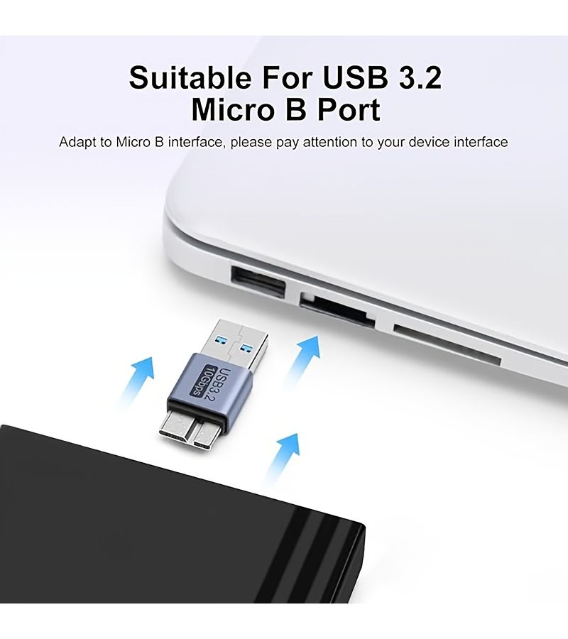 10Gbps USB 3.1 to Micro B Cable Adapter 2pcs USB 3.0 Male Connector - Image 3
