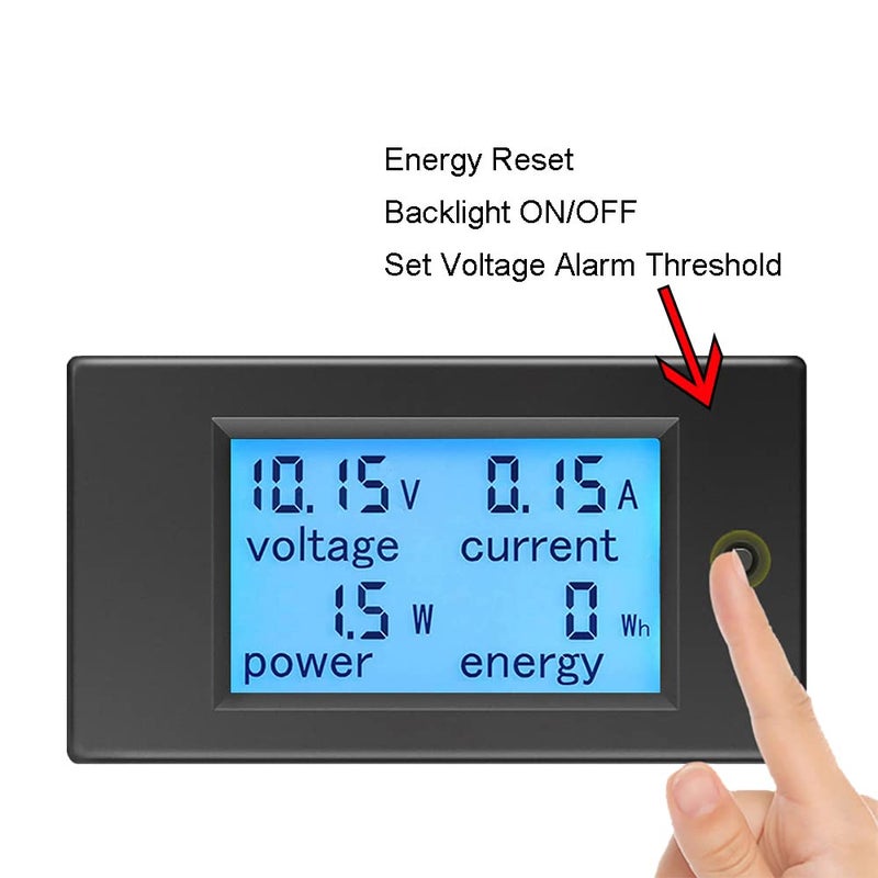KETOTEK Amp Volt Watt Kwh Meter Tester Panel Digital 4 in 1 Ammeter Voltmeter Multimeter 12V DC 6.5-100V 20A, Voltage Current Power Energy Usage Monitor LCD Display Car Motorbike Solar - Image 4