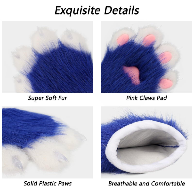 hbbhml Fluffy Paw Gloves Animal Cat Wolf Dog Fox Costume Cosplay Accessories Halloween Christmas Party for Adults - Image 5