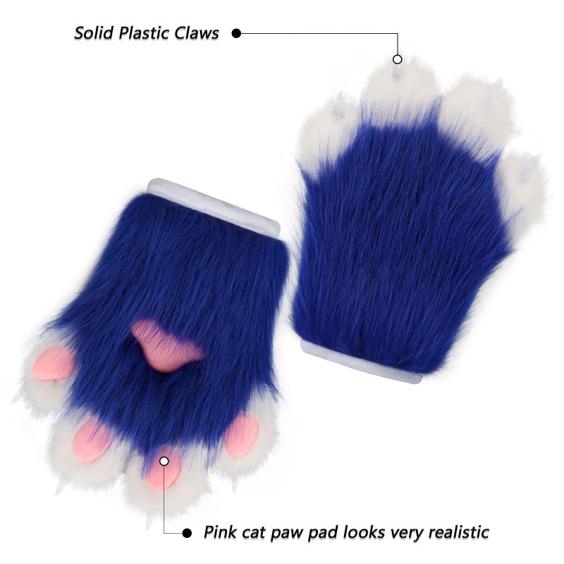 hbbhml Fluffy Paw Gloves Animal Cat Wolf Dog Fox Costume Cosplay Accessories Halloween Christmas Party for Adults - Image 4