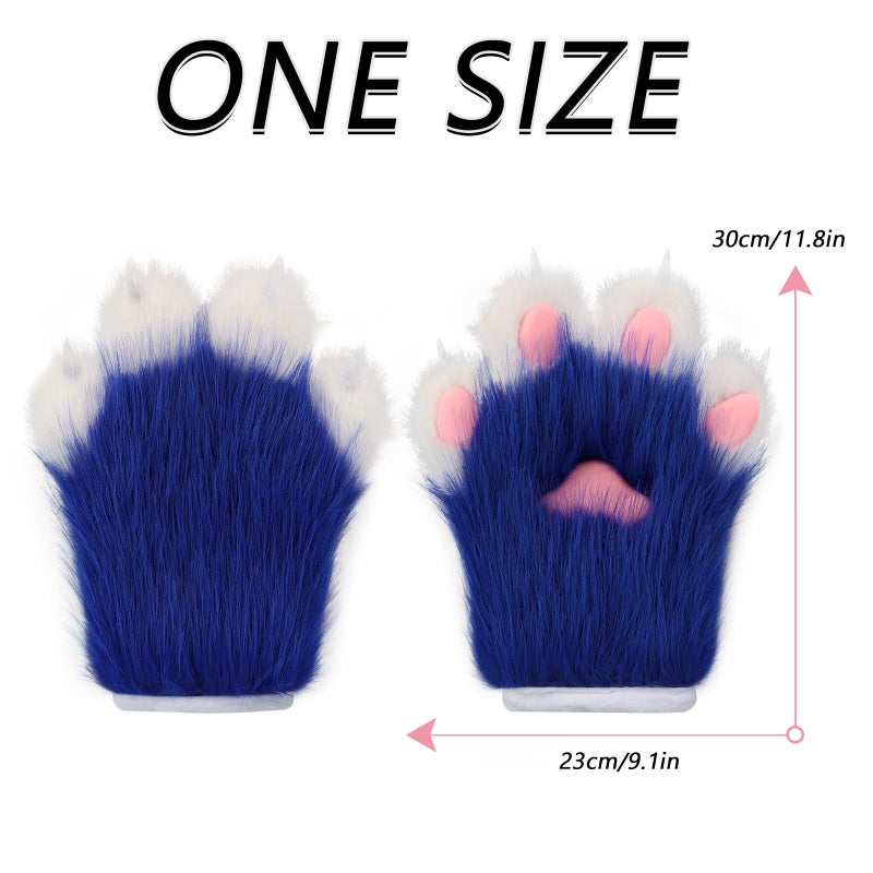 hbbhml Fluffy Paw Gloves Animal Cat Wolf Dog Fox Costume Cosplay Accessories Halloween Christmas Party for Adults - Image 2