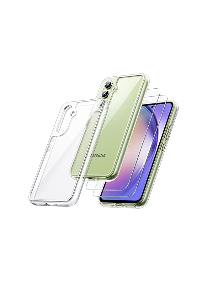 JETech 2 in 1 Case for Samsung Galaxy A54 5G 6.4-Inch with 2-Pack Screen Protector, Tempered Glass Film, Shockproof Bumper Phone Protective Cover Clear Back (Clear) - Image 1