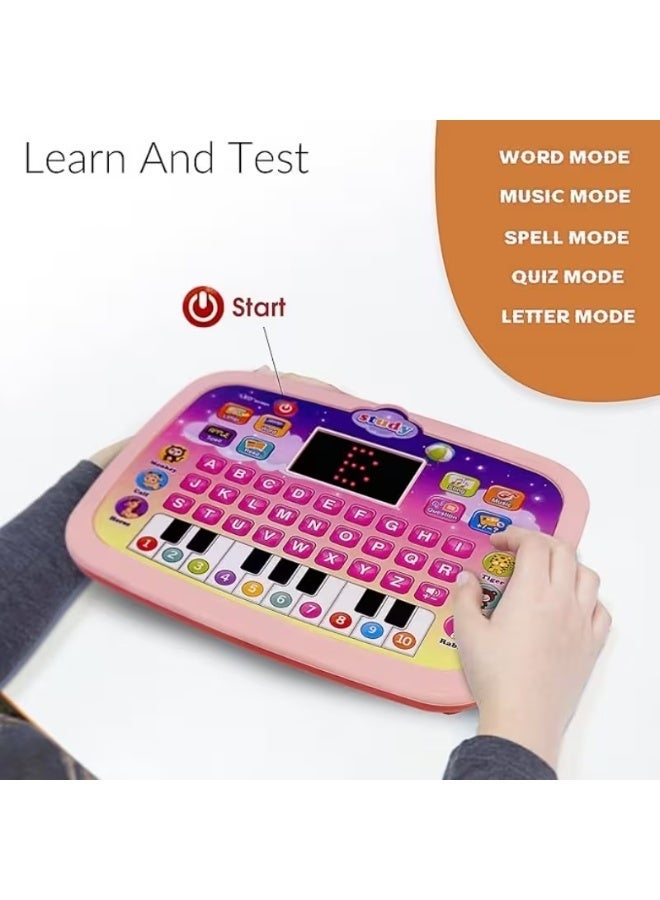 Kids English Learning Tablet with Piano Keyboard - Educational Toy with LED Screen, Interactive Alphabet & Music Learning Toy for Preschoolers, Perfect Gift for Birthday & Eid - Image 1