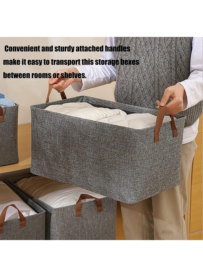 JIGSHTIAL JIGSHTIAL Wardrobe Organizer for Clothes with Metal Frame Rectangle Storage Baskets for Clothing Fabric Storage Box with Handles Shelf Basket for Storage Clothes Pants Jeans Sweater (Pack of 6, Grey)  - Image 5
