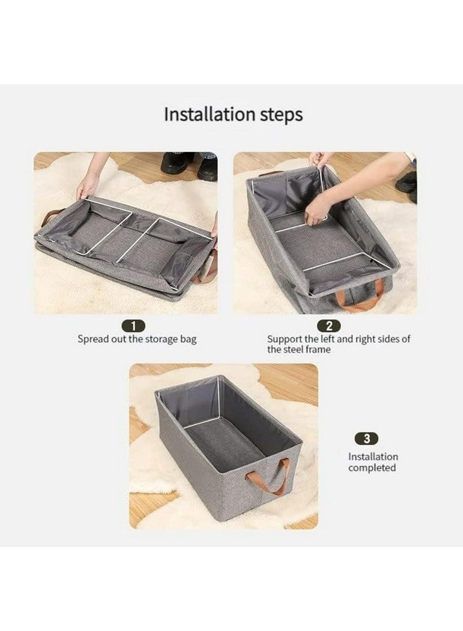 JIGSHTIAL JIGSHTIAL Wardrobe Organizer for Clothes with Metal Frame Rectangle Storage Baskets for Clothing Fabric Storage Box with Handles Shelf Basket for Storage Clothes Pants Jeans Sweater (Pack of 6, Grey)  - Image 3