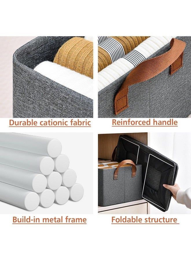 JIGSHTIAL JIGSHTIAL Wardrobe Organizer for Clothes with Metal Frame Rectangle Storage Baskets for Clothing Fabric Storage Box with Handles Shelf Basket for Storage Clothes Pants Jeans Sweater (Pack of 6, Grey)  - Image 4