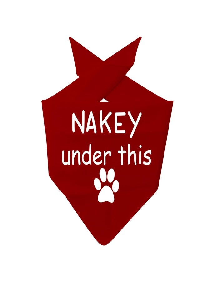 JXGZSO 1 Piece Funny Puppy Bandana I'm Nakey Under This Dog Bandana Naked Dog Scarf (Nakey Under D red) - Image 2