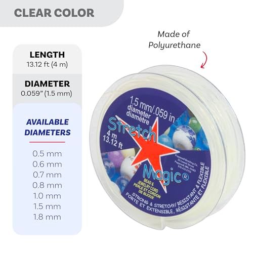 Stretch Magic Elastic Beading Cord – Clear Color, 1.5mm in Diameter, 4-Meter (13.12 ft) - Easy to Knot, Strong & Stretchy String for Making Beaded Jewelry - Image 3
