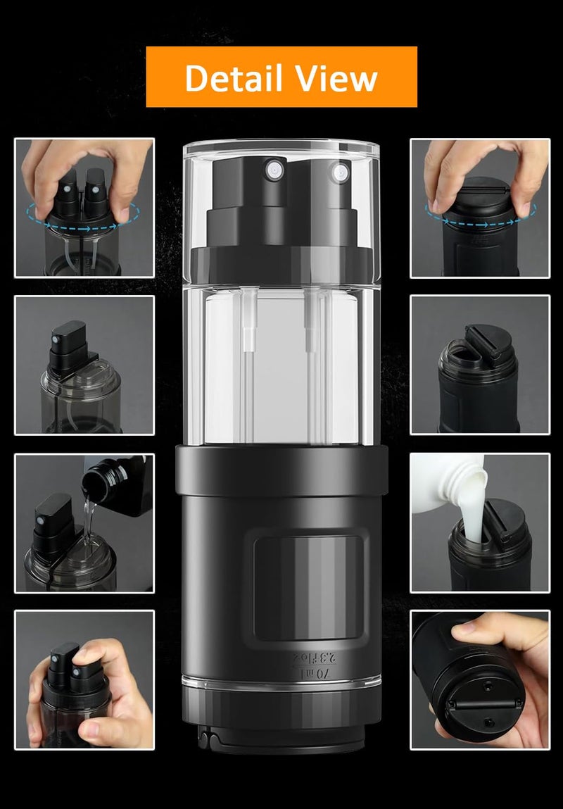 Lyrovo 4-in-1 Travel Essential Kit Spray Bottles & Pump Bottles Dispenser, Travel Containers for Toiletries, Refillable Travel Accessories for Cream Toners Lotion (Black) - Image 4