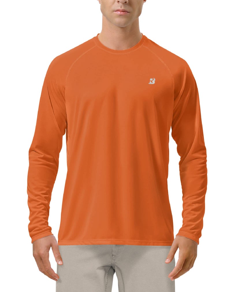 Roadbox Roadbox Mens UPF 50+ UV Sun Protection Shirts Outdoor Long Sleeve SPF Diving Rash Guard for Fishing Hiking Swimming Orange  - Image 1