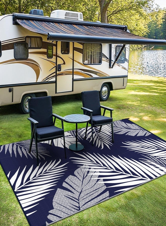sarben Outdoor Rug 6’x9’ Waterproof for Patio Clearance, Reversible Indoor Outdoor Plastic Straw Camping Rug Carpet, RV Mat, Large Area Rug for Deck, Backyard, Balcony, Porch, Beach, Blue & White - Image 5