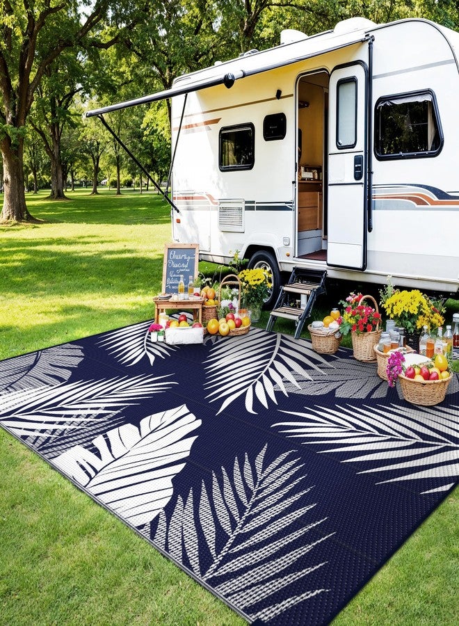 sarben Outdoor Rug 6’x9’ Waterproof for Patio Clearance, Reversible Indoor Outdoor Plastic Straw Camping Rug Carpet, RV Mat, Large Area Rug for Deck, Backyard, Balcony, Porch, Beach, Blue & White - Image 3