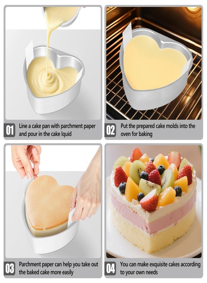 DAECHAO 8 Inch Heart Cake Pan Set of 2, Nonstick Heart Cake Pans with 80 PCS Parchment Paper, Cake Baking Pans for Kitchen Birthday Wedding, Non-Toxic Carbon Steel Cake Baking Pans, Dishwasher Safe - Image 3