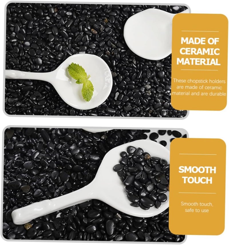 2pcs Ceramic Spoon and Chopstick Rest Sturdy Compact Scoop Holder for Kitchen Counter Daily Use Cooking Utensil Accessory - Image 3