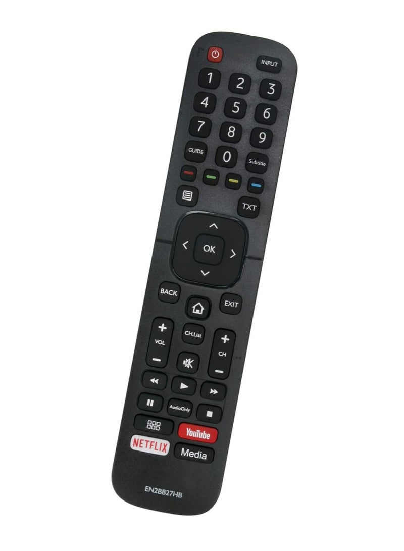 JAJEEK Remote Control EN2BB27H B Replacement for Hisense TV – Compatible with H32A5600, H39AE5500, H32A5600UK, H43A5600, H65A6100, H43AE6030, H50A6100 & More, Quick Access to Media, YouTube & Netflix  - Image 1