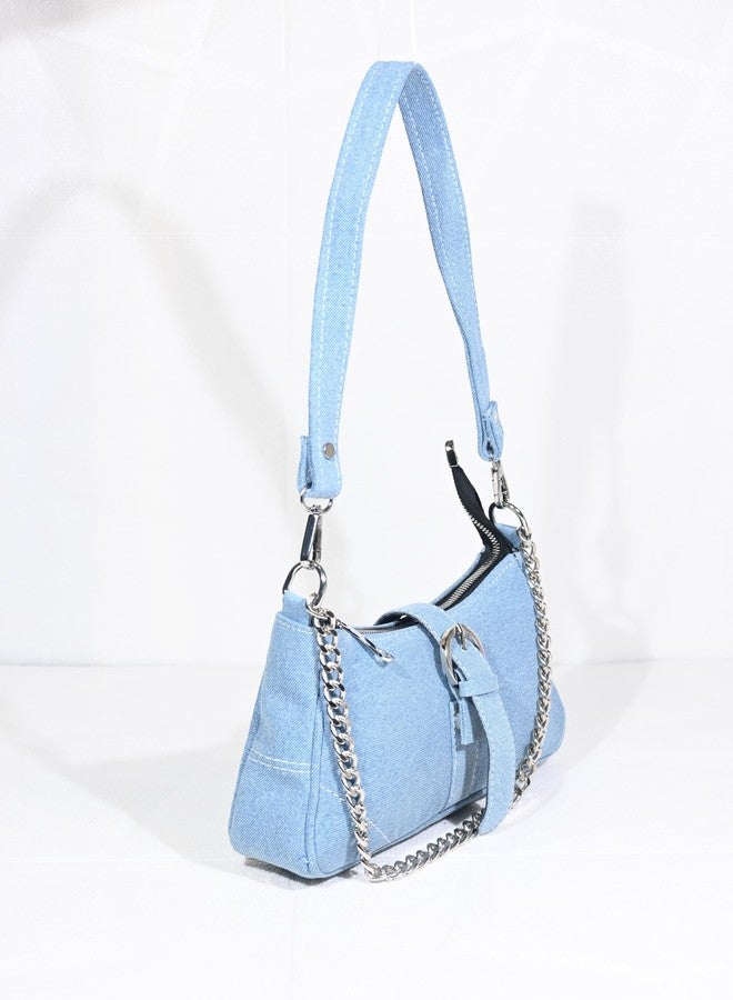 Donicy Denim hobo hand bag with chain handle - Image 2