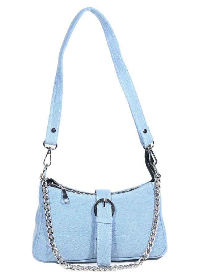 Donicy Denim hobo hand bag with chain handle - Image 1