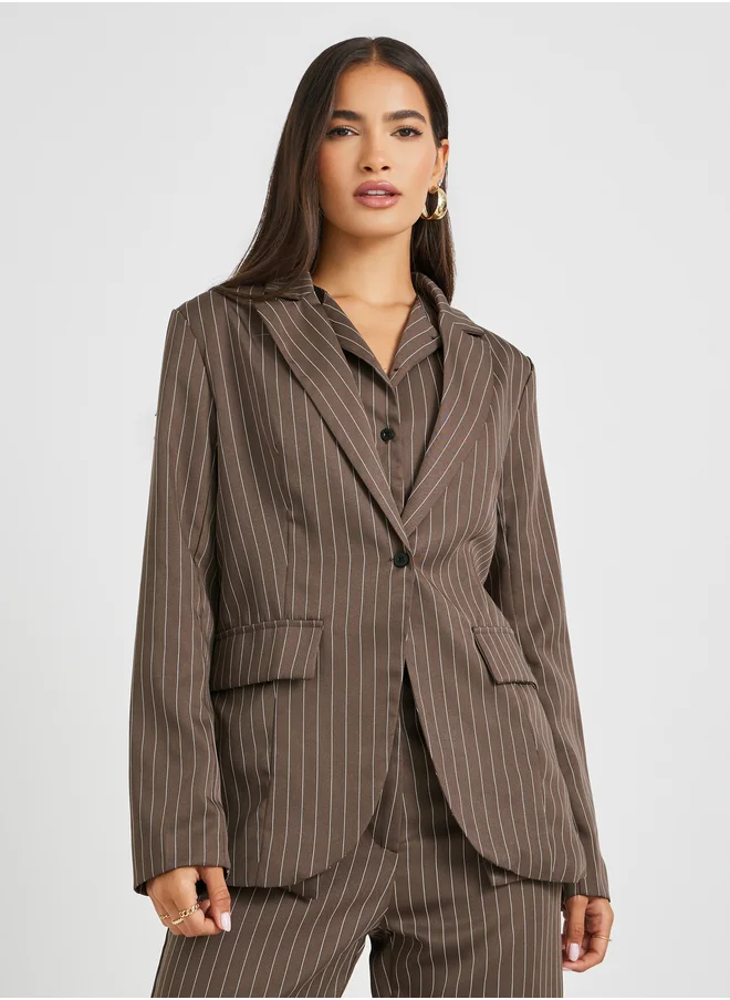 ستايلي Striped Regular Fit Regular Length Blazer