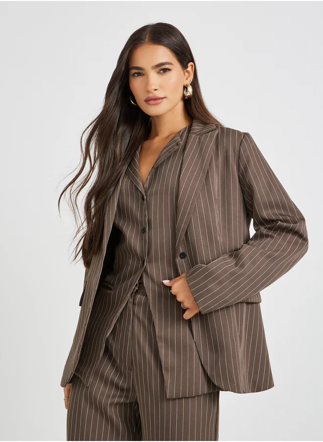 ستايلي Striped Regular Fit Regular Length Blazer