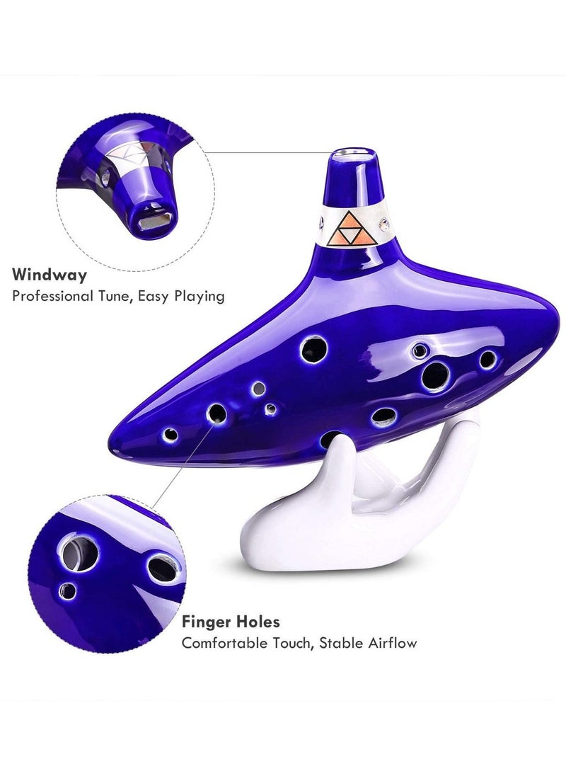 null - Ocarina with Song Book (Songs From the Legend of Zelda), 12 Hole Alto C Zelda Ocarinas Play by Link Triforce Gift for Zelda Fans with Display Stand (Ocarina flute, blue) - Image 1