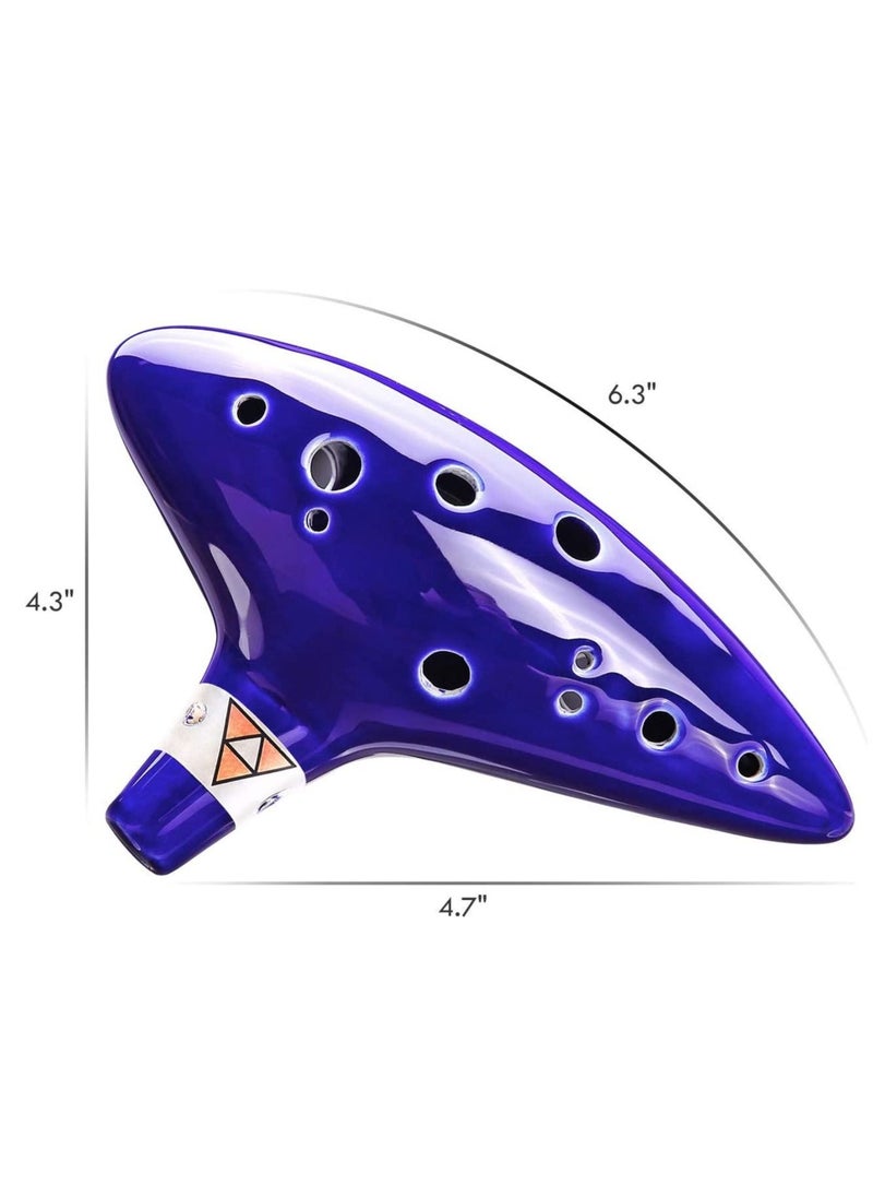 null - Ocarina with Song Book (Songs From the Legend of Zelda), 12 Hole Alto C Zelda Ocarinas Play by Link Triforce Gift for Zelda Fans with Display Stand (Ocarina flute, blue) - Image 1
