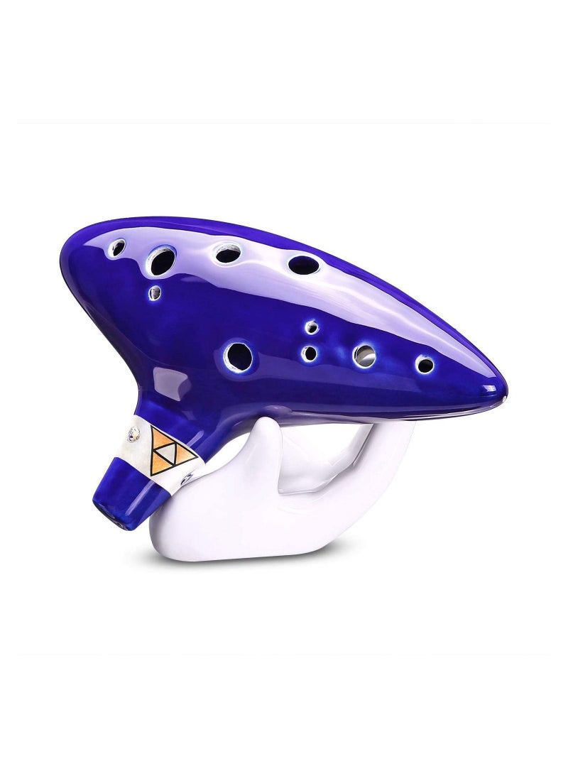 null - Ocarina with Song Book (Songs From the Legend of Zelda), 12 Hole Alto C Zelda Ocarinas Play by Link Triforce Gift for Zelda Fans with Display Stand (Ocarina flute, blue) - Image 1