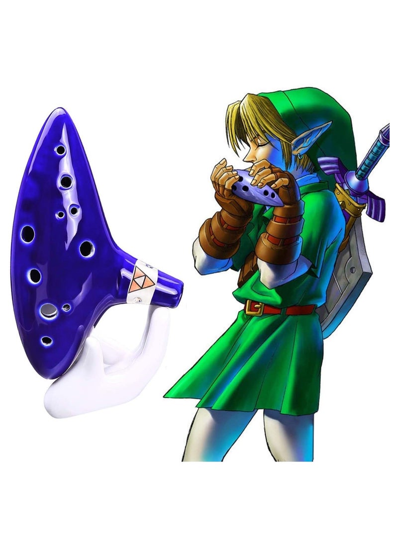 null - Ocarina with Song Book (Songs From the Legend of Zelda), 12 Hole Alto C Zelda Ocarinas Play by Link Triforce Gift for Zelda Fans with Display Stand (Ocarina flute, blue) - Image 1