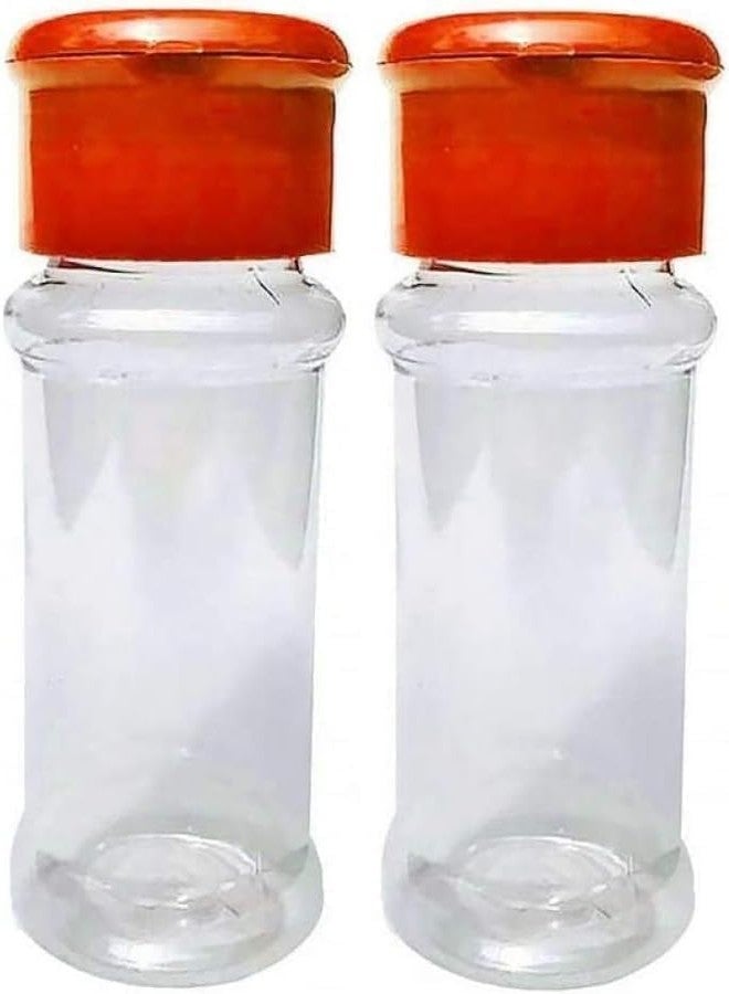 Junfamilee 2Pcs Small Plastic Clear Salt Pepper Shaker Seasoning Jar Vinegar Cruet BottlePot Kitchen Accessories, alt container, Travel Salt and Pepper Shakers,Convenient Spice Dispenser Salt and Pepper(Red) - Image 1