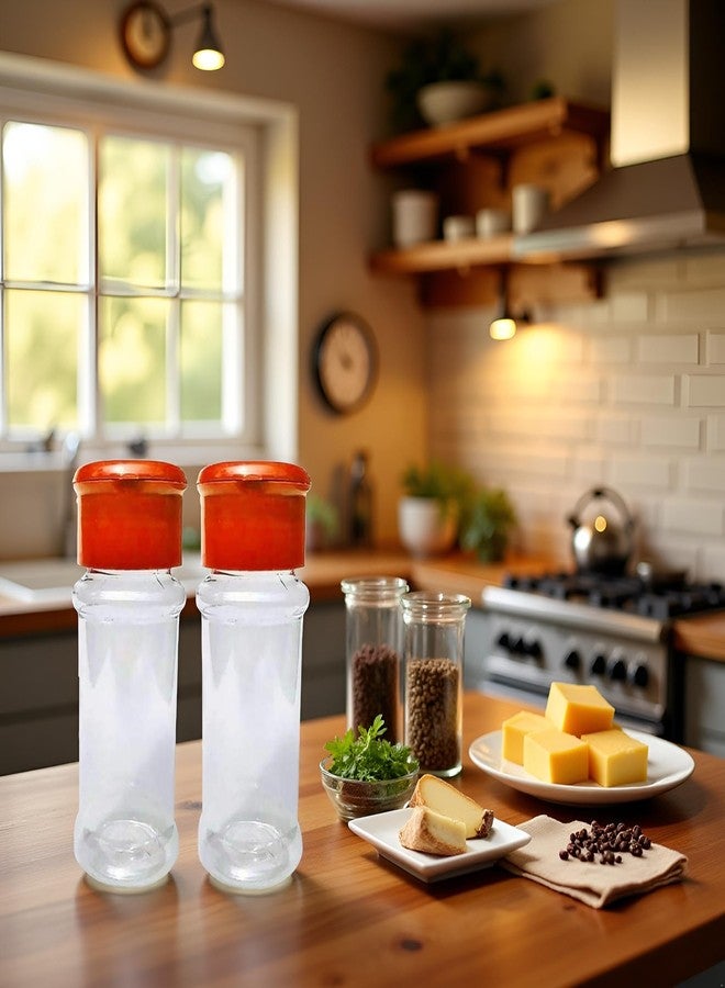 Junfamilee 2Pcs Small Plastic Clear Salt Pepper Shaker Seasoning Jar Vinegar Cruet BottlePot Kitchen Accessories, alt container, Travel Salt and Pepper Shakers,Convenient Spice Dispenser Salt and Pepper(Red) - Image 4