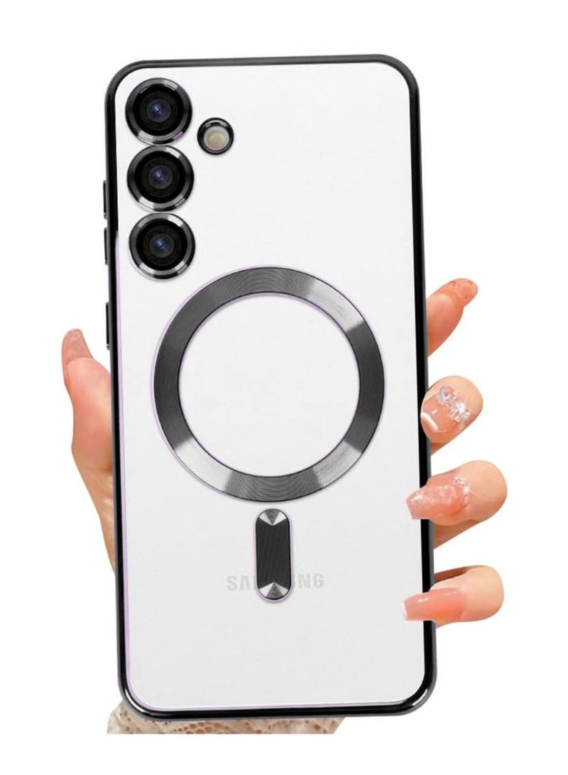 Wtech Magsafe Shockproof Luxury Plating Hybrid Clear PC Case Cover For Samsung Galaxy S24 5G 2024 Black - Image 2