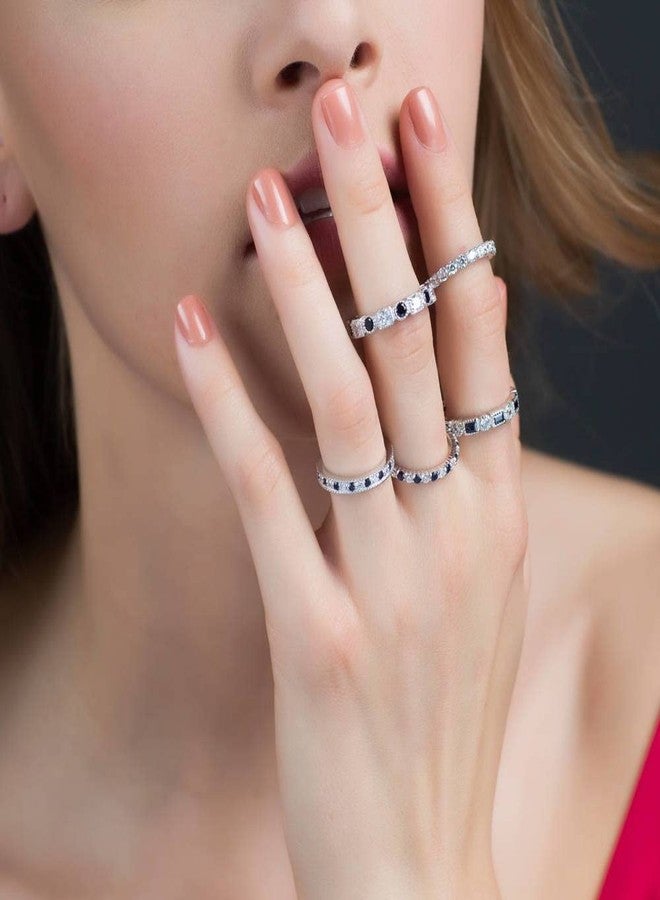 بيركيل خاتم زفاف من الفضة الإسترلينية من بيريكل، خاتم الأبدية للنساء، مرصع بأحجار الزركونيا المكعبة المستديرة. - Image 5