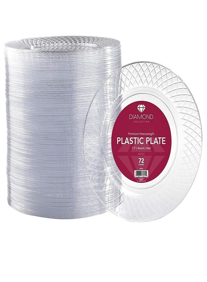 Prestee Disposable Plates, 72ct - 7.5-inch Heavy Duty Clear Plastic Plate - Cake, Salad, Appetizer, Dinner, Dessert Plates - Wedding, Holidays, Easter Party Plate - Event Supplies - Image 1