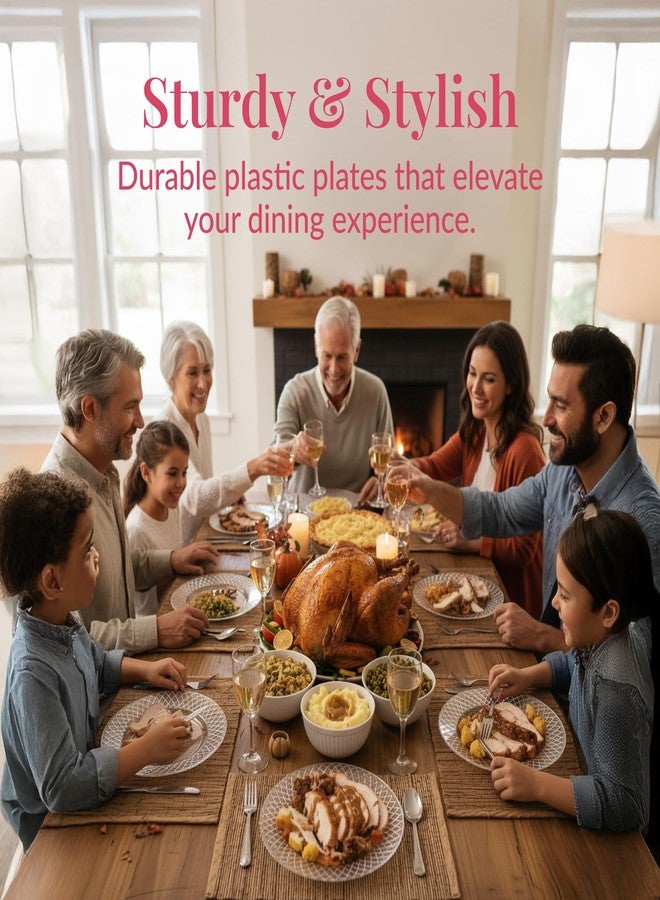 Prestee Disposable Plates, 72ct - 7.5-inch Heavy Duty Clear Plastic Plate - Cake, Salad, Appetizer, Dinner, Dessert Plates - Wedding, Holidays, Easter Party Plate - Event Supplies - Image 2