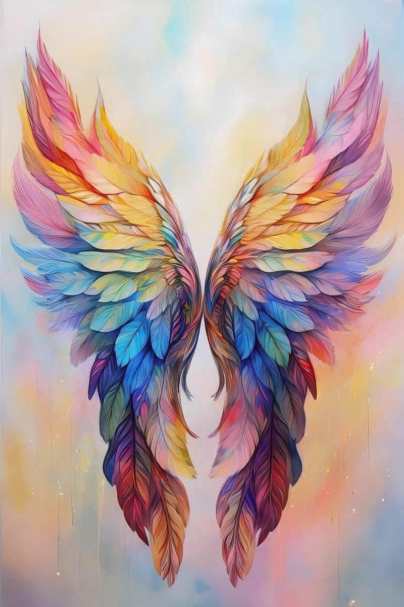 HKLIOPU Pink Wings Diamond Art Kits for Adults,DIY Diamond Painting Kits for Beginners,5D Full Drill Rhinestone Gem Art Crafts for Home Wall Decor 12"x16" - Image 1