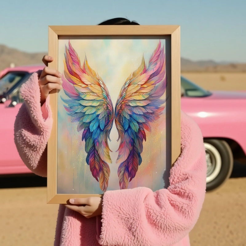 HKLIOPU Pink Wings Diamond Art Kits for Adults,DIY Diamond Painting Kits for Beginners,5D Full Drill Rhinestone Gem Art Crafts for Home Wall Decor 12"x16" - Image 5