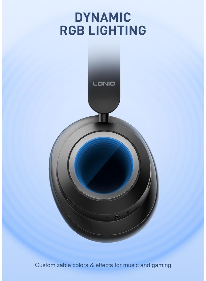 LDNIO Wireless Bluetooth Headphones with Active Noise Cancellation, RGB Lighting, Up to 130 Hours Playtime, Bluetooth v5.4 - Image 5