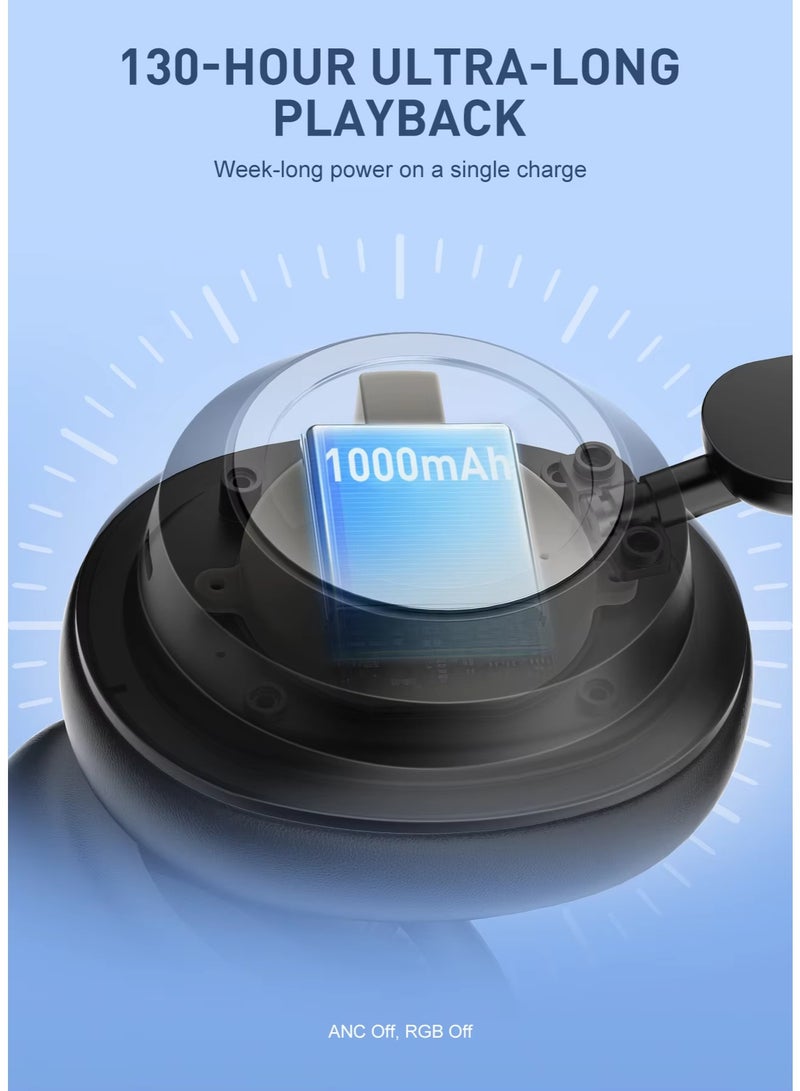 LDNIO Wireless Bluetooth Headphones with Active Noise Cancellation, RGB Lighting, Up to 130 Hours Playtime, Bluetooth v5.4 - Image 4