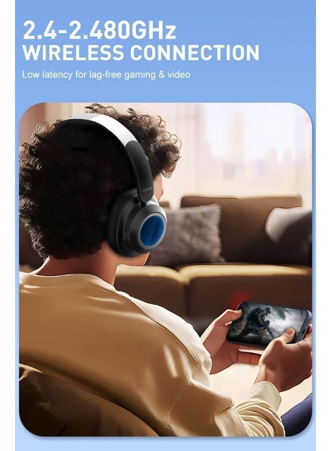 LDNIO سماعات رأس بلوتوث لاسلكية مع إلغاء الضوضاء النشط، إضاءة RGB، حتى 130 ساعة من وقت التشغيل، بلوتوث v5.4 باللون الأسود - Image 4