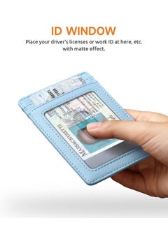 Buffway Mens Slim Wallet Minimalist Thin Front Pocket Leather Credit Card Holder With Rfid Blocking For Work Travel Chicago Blue Grey  - Image 4
