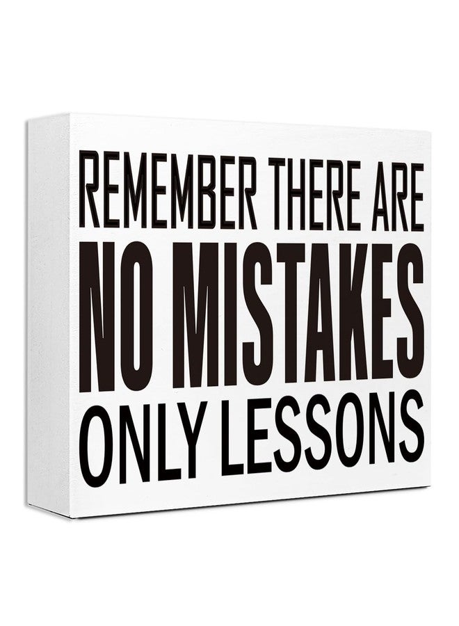 Kaecery There Are No Mistakes Sign Wood Box,Funny Inspirational Quote Wooden Block Sign for Home Office Tabletop Shelf Decor 10'' L x 6'' H,Motivational Desk Decor Accessories for Women - Image 1