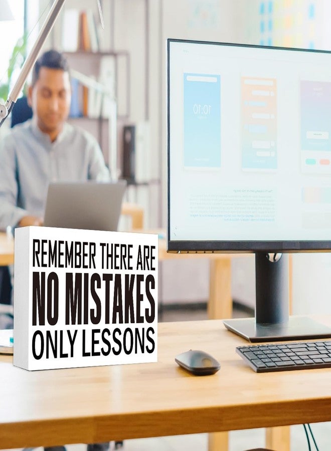 Kaecery There Are No Mistakes Sign Wood Box,Funny Inspirational Quote Wooden Block Sign for Home Office Tabletop Shelf Decor 10'' L x 6'' H,Motivational Desk Decor Accessories for Women - Image 5