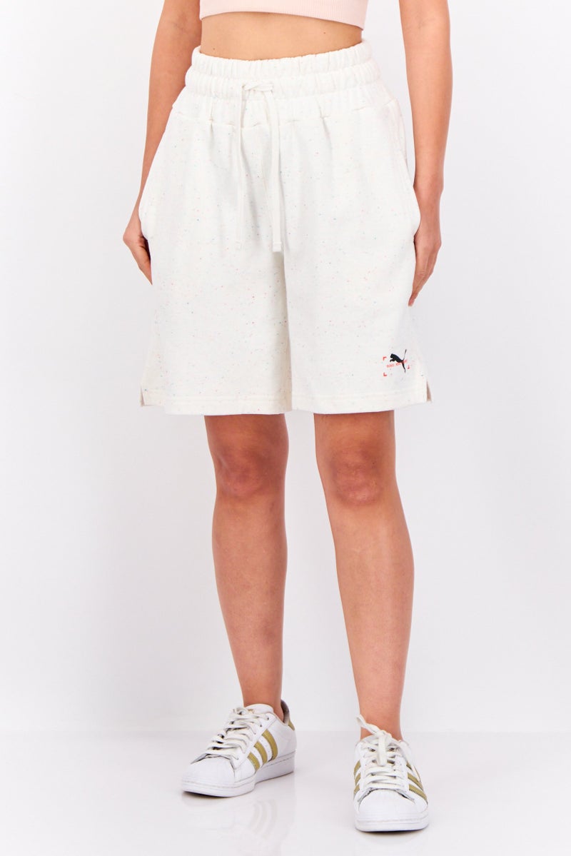 PUMA Women Sportswear Fit Brand Logo Outdoor Shorts, Off White - Image 1