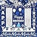 TagreSpike Blue Birthday Decorations for Men Women Navy Blue and Silver Happy Birthday Decorations Happy Birthday Banner Balloons Tablecover Fringe Curtain Porch Door Banner for Mens Boy Bday Party Supplies - Image 2