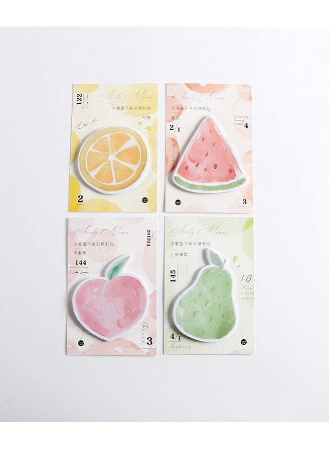 Generic 4 Pack Sticky Notes Stickers, Cute Fruit Shapes, Self-Stick Memo Pads with Cartoon Markers, Flags and Tabs, Ideal for Students, Home, Office, School and Roommates (120 Sheets) - Image 1