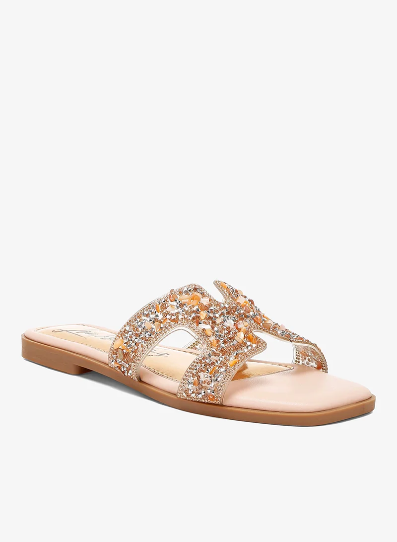 London Rag pink Rhinestone Detail Cut-Out Flats for Women | Best Price UAE